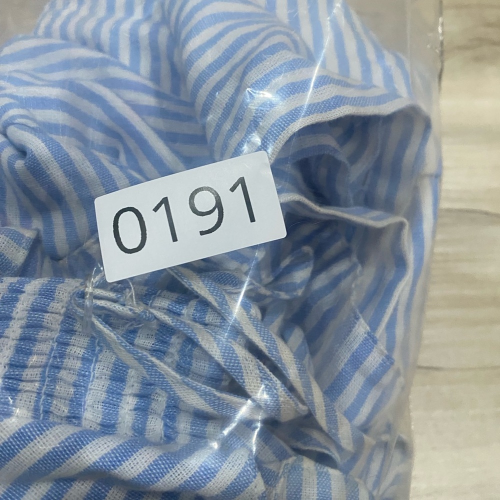 Love Notes Blue Striped Babydoll Mini Dress Button Front Smocked Back S 0191 - Picture 6 of 6